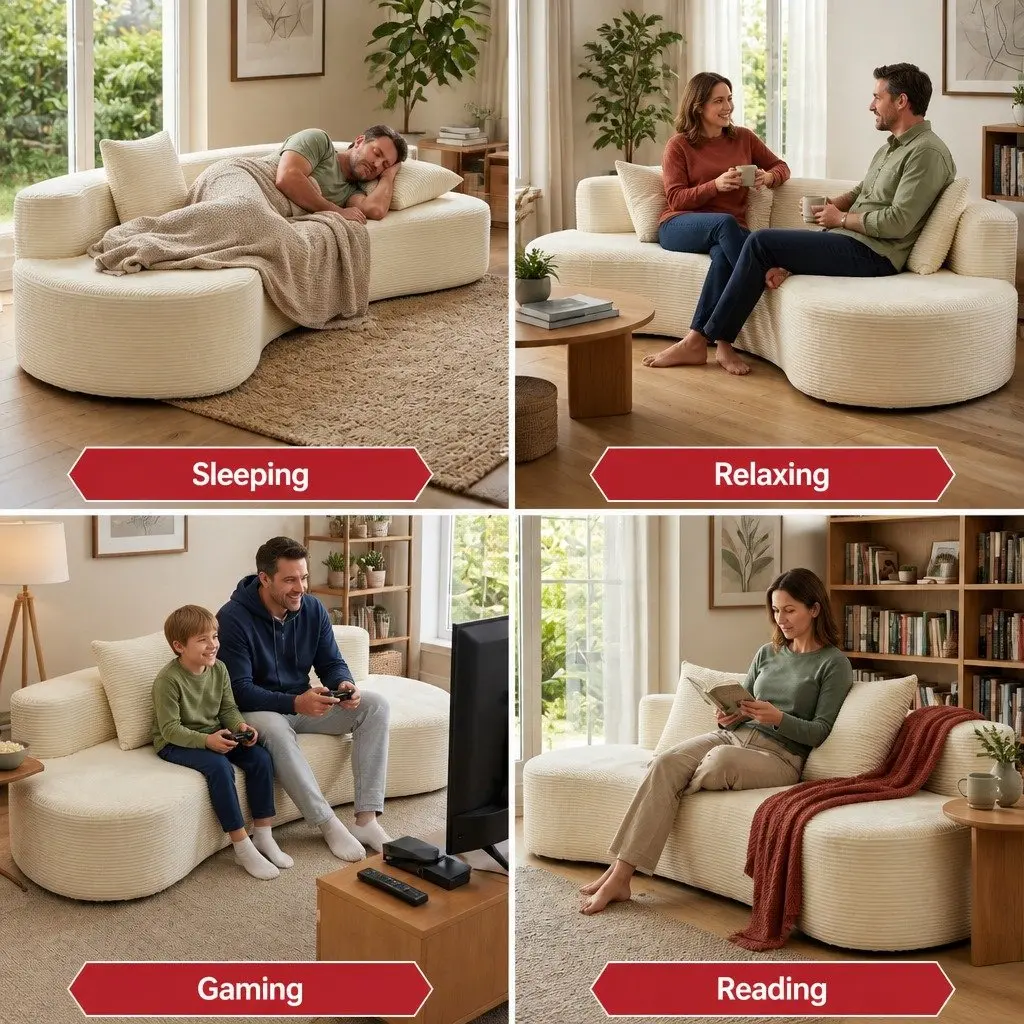 228cm Modular Sofa Bed Sectional Boneless Couch 4 Seater Living Room Furniture