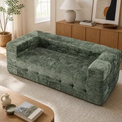 Green Chenille 3-Seater Compressed Sofa Bed