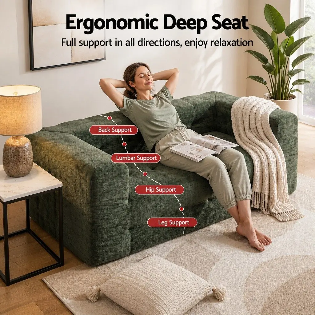 3-Seater Sofa Bed Green Chenille Compressed Zero Assembly High-Density Foam