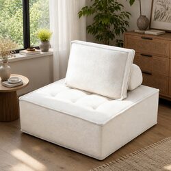 White Folding Floor Sofa Lounge Chair with Pillow