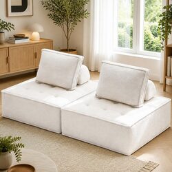 Removable Pillow Floor Sofa Lounge Chair in White