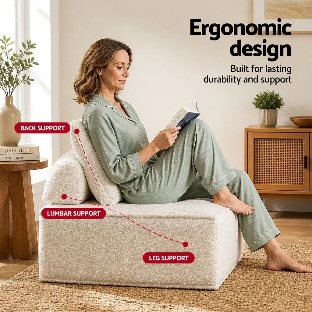 Removable Pillow Floor Sofa Lounge Chair in White