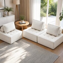 3-Seater Floor Sofa Lounge Chair with Removable Pillows