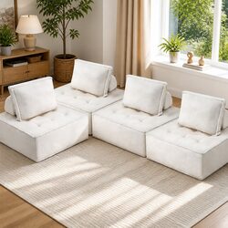 4 Seater Modular Floor Sofa Lounge Chair with Cushions