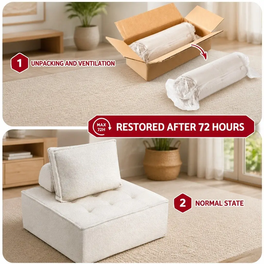 Floor Sofa Modular Lounge Chair 4 Seater Removable Pillow Boucle Fabric White