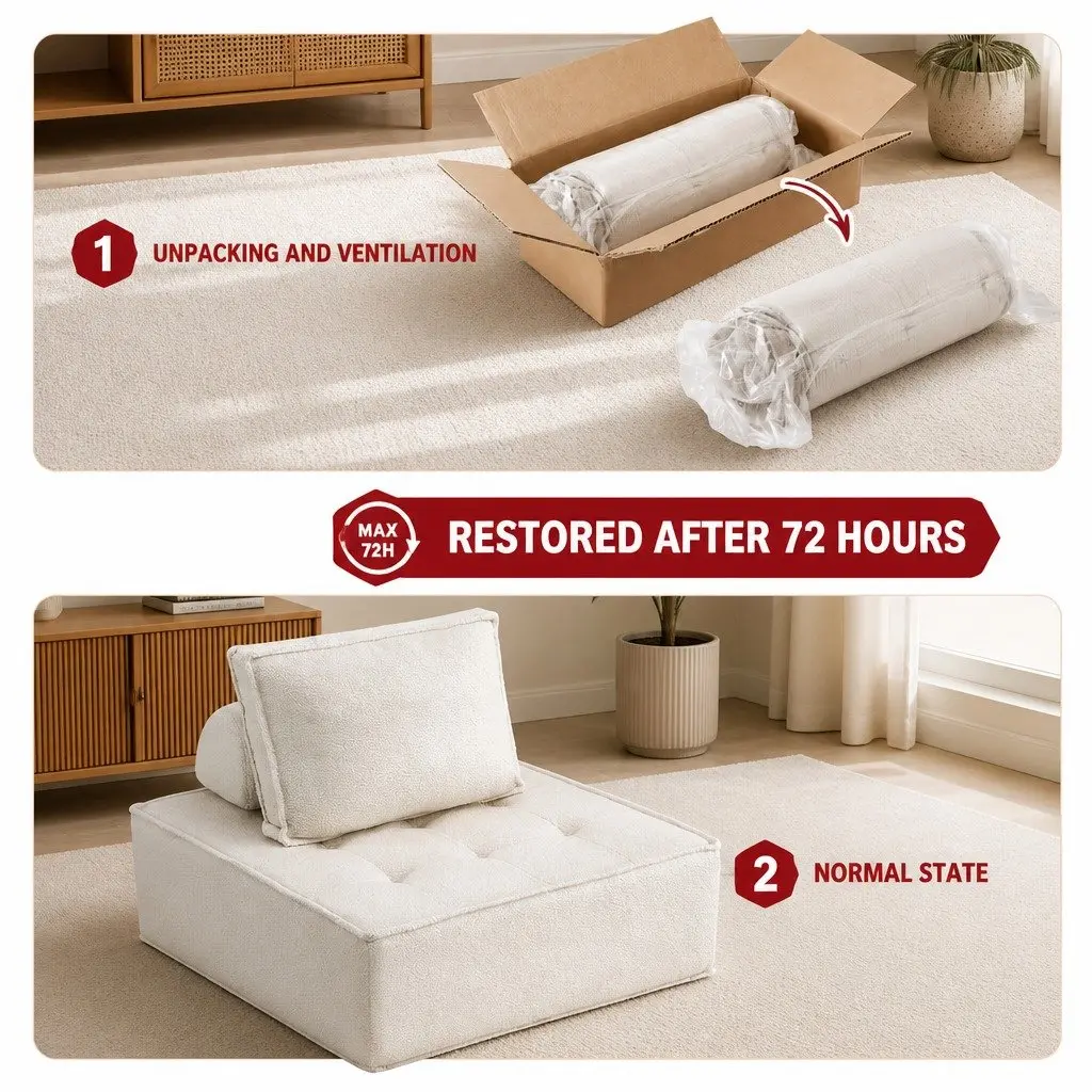 Floor Sofa Lounge Chair White 6 Seater Cotton Plush Removable Pillow