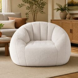 Shell-Shaped Boneless Faux Fur Lounge Chair