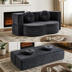 Convertible Sofa Bed Loveseat in Grey for Living Rooms