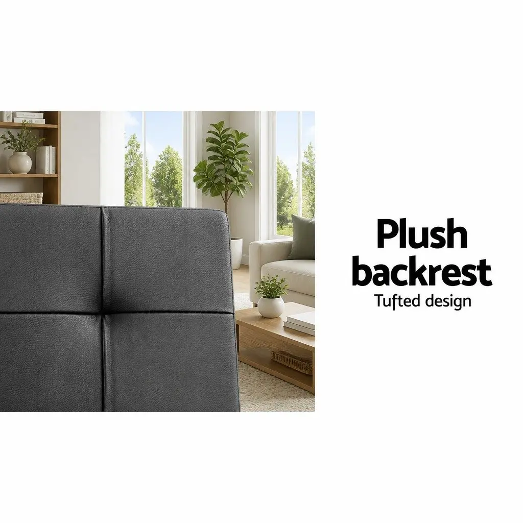 3 Seater Convertible Sofa Bed with Cup Holders in Black