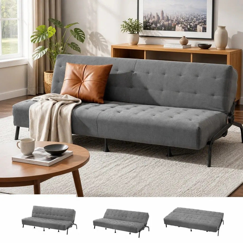 3-Seater Sofa Bed 1.9m Adjustable Couch Innerspring Lounger for Living Room