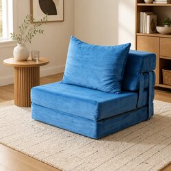 Blue 3-in-1 Convertible Folding Sofa Bed Lounger