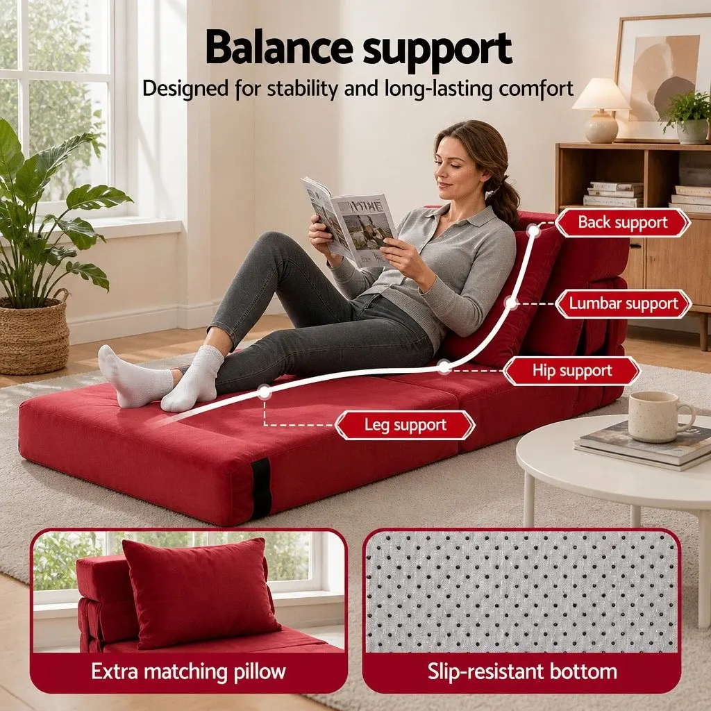 Blue 3-in-1 Convertible Folding Sofa Bed Lounger