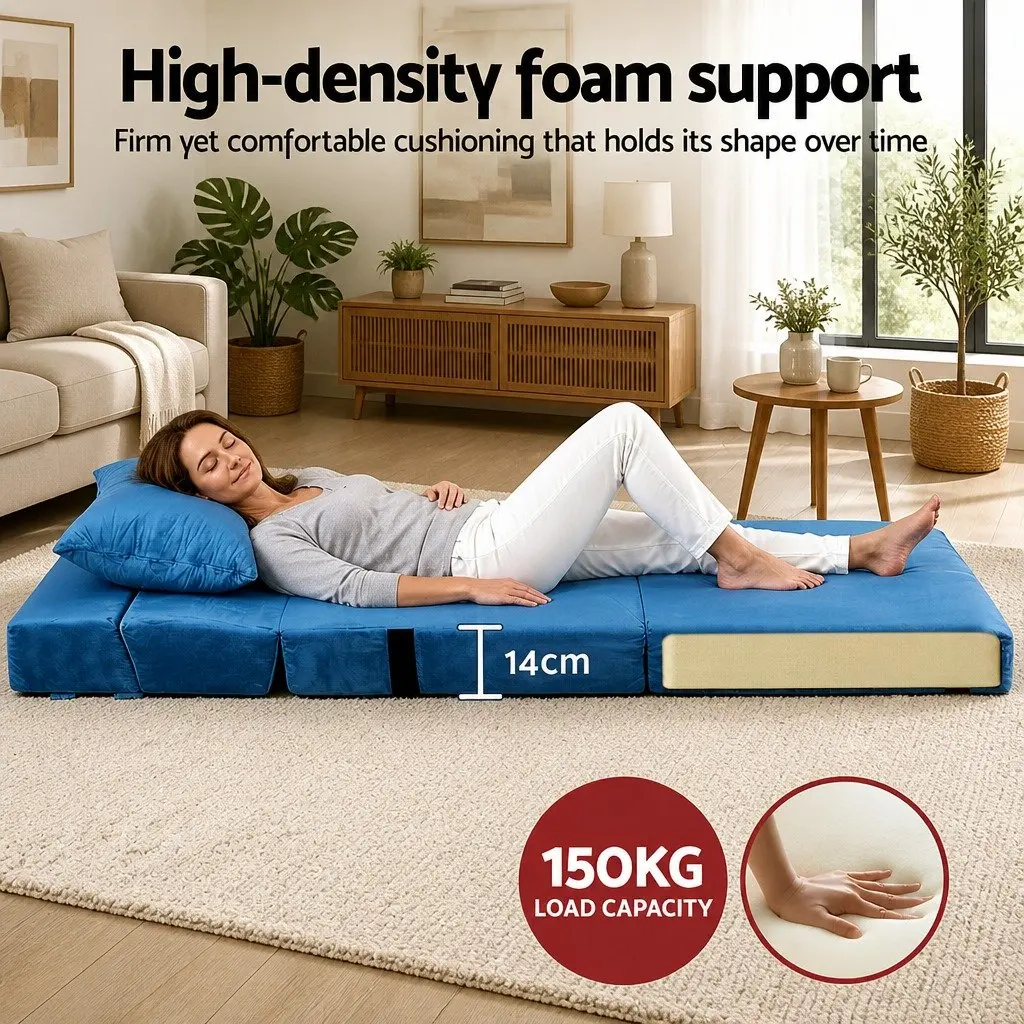 Blue 3-in-1 Convertible Folding Sofa Bed Lounger