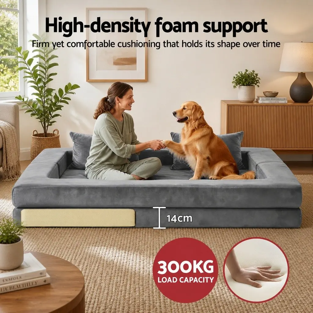 Convertible Sofa Bed Grey Velvet 3-in-1 Lounge Couch High Density Foam