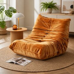Brown Foam Pouffe Recliner Lounge Chair