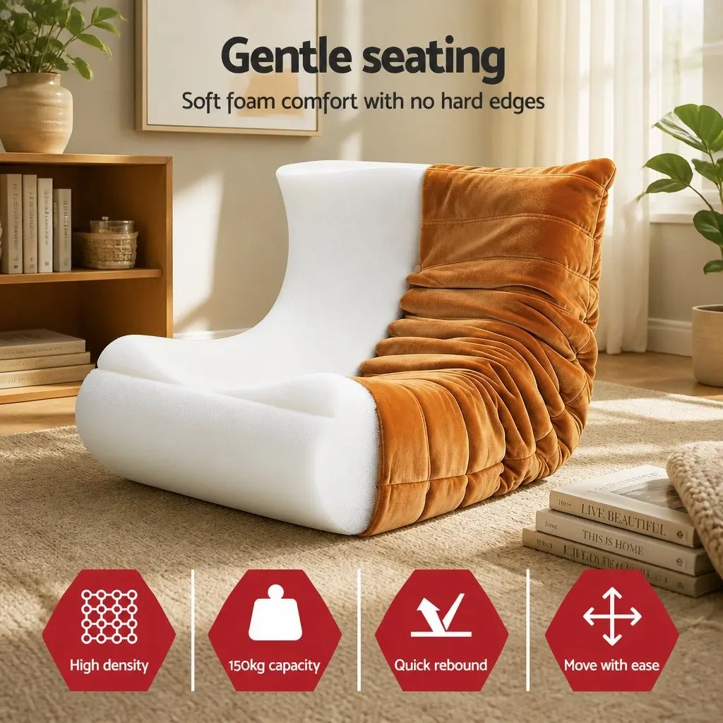 Brown Foam Pouffe Recliner Lounge Chair