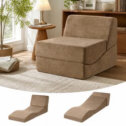 Brown 3-in-1 Folding Sofa Bed Convertible Foam Lounger