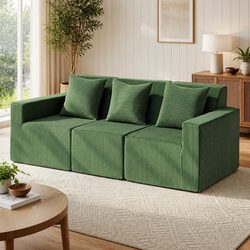 Comfortable Modular 3-Seater Sofa Bed in Green