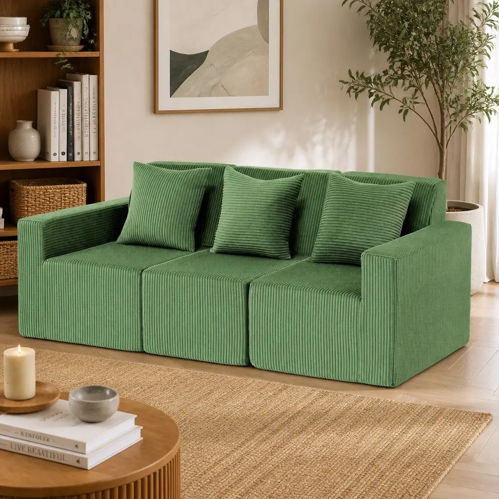 Modular 3-Seater Sofa Bed in Green