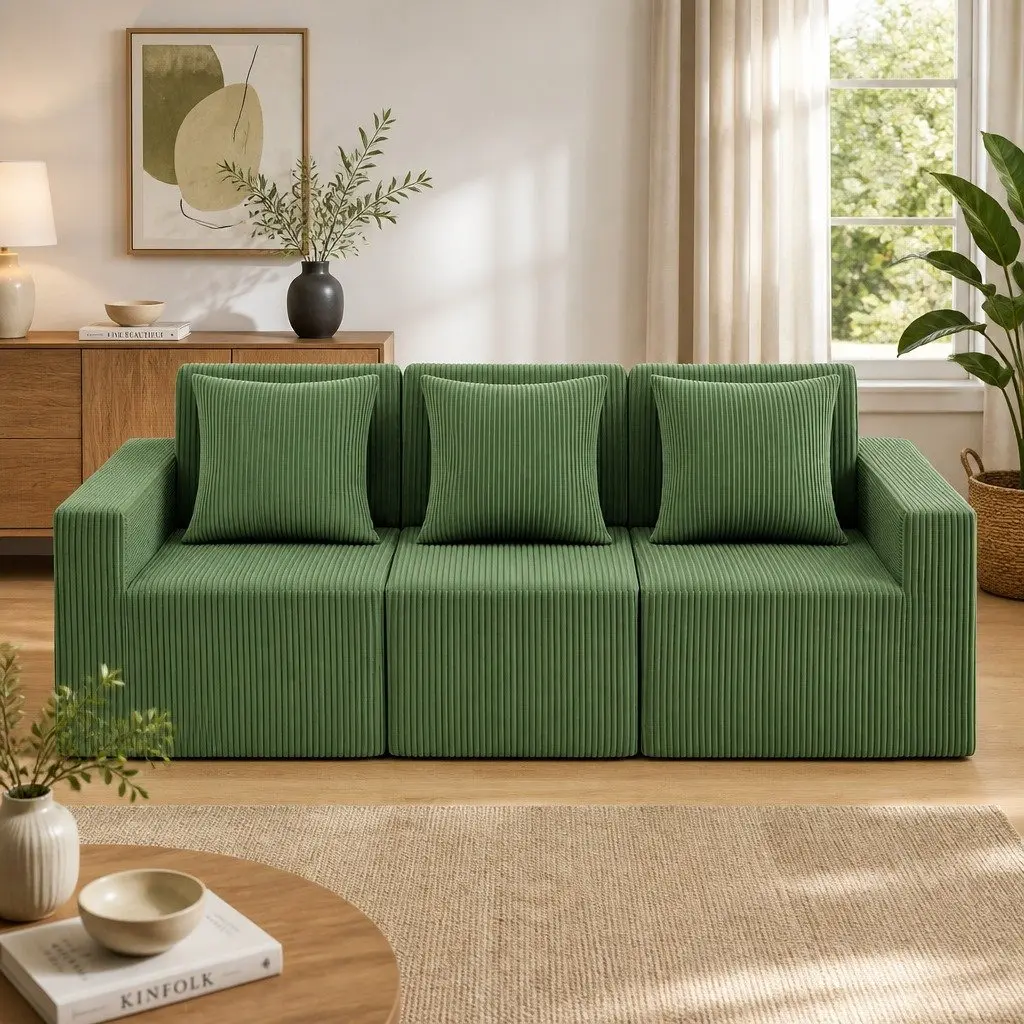 Modular 3-Seater Sofa Bed in Green