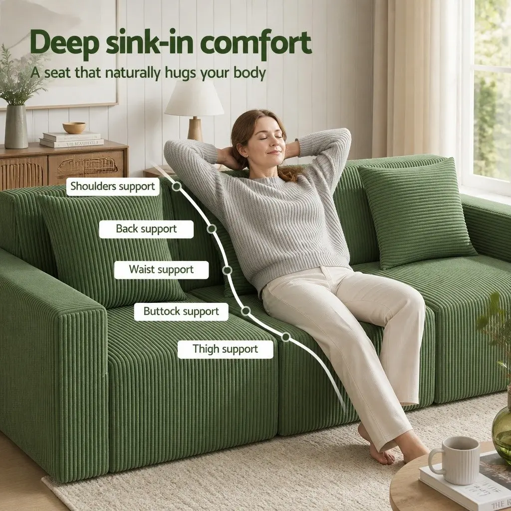 Modular 3-Seater Sofa Bed in Green