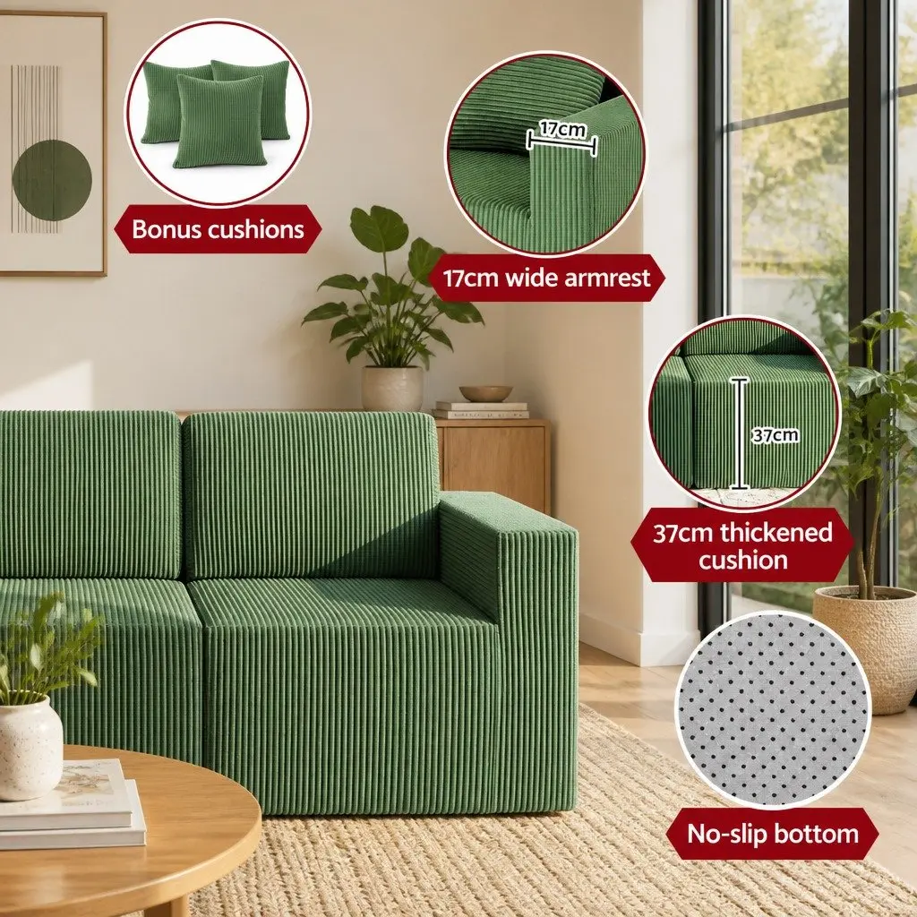 Modular 3-Seater Sofa Bed in Green