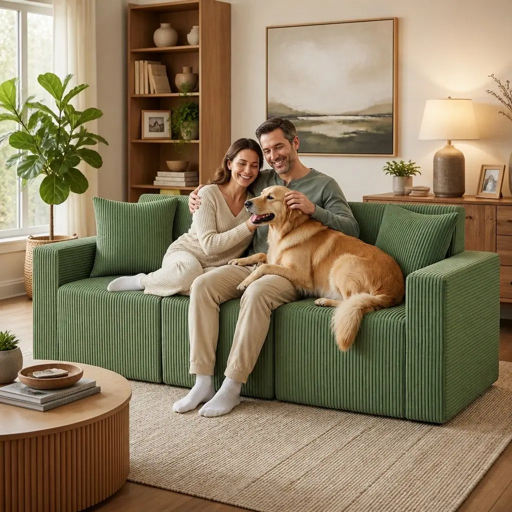 Modular 3-Seater Sofa Bed in Green