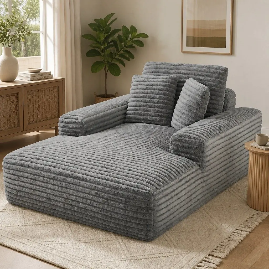 Sofa Bed Modern Minimalist Grey Faux Fur 30cm Pocket Spring Foam