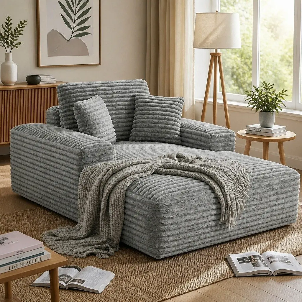 Sofa Bed Modern Minimalist Grey Faux Fur 30cm Pocket Spring Foam