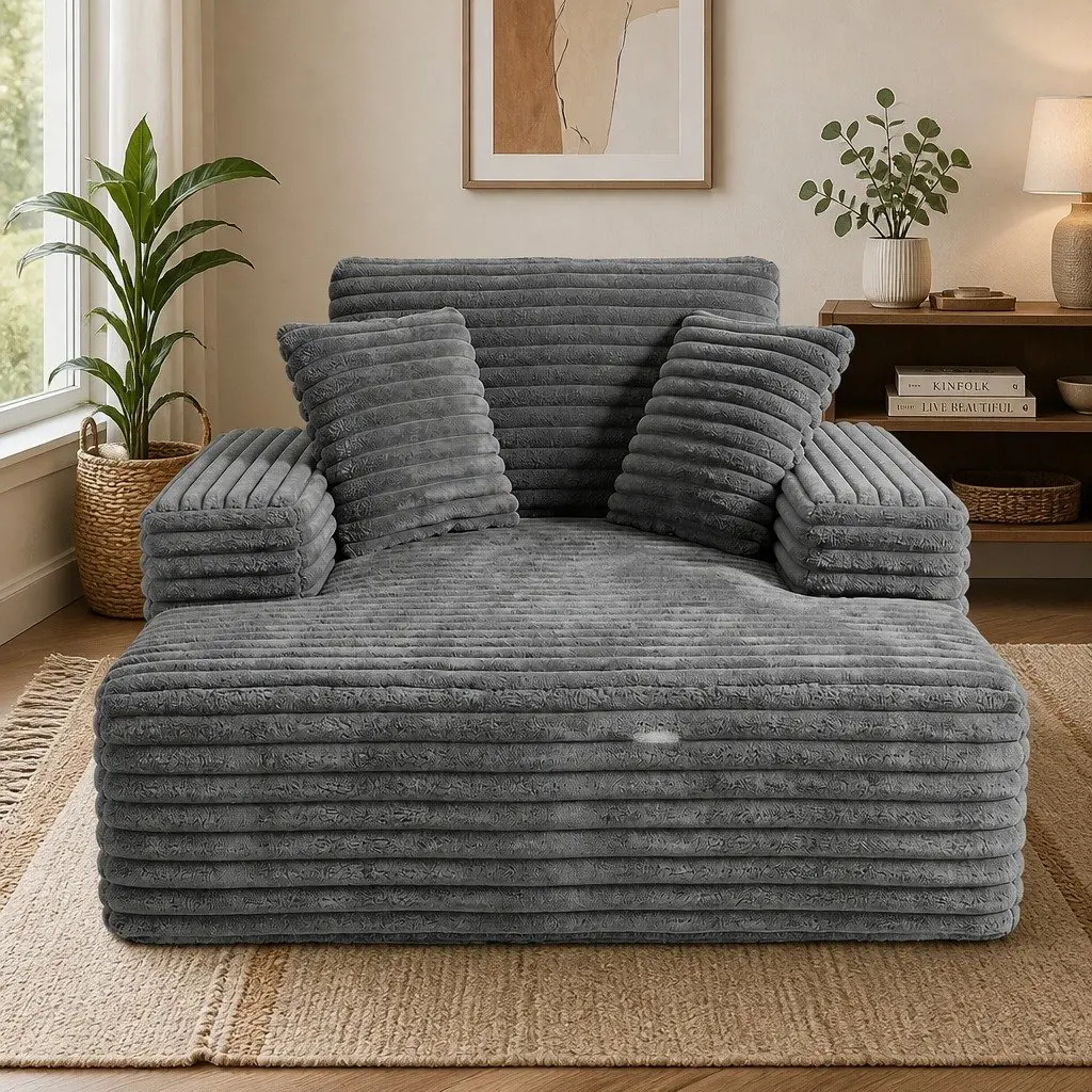 Sofa Bed Modern Minimalist Grey Faux Fur 30cm Pocket Spring Foam