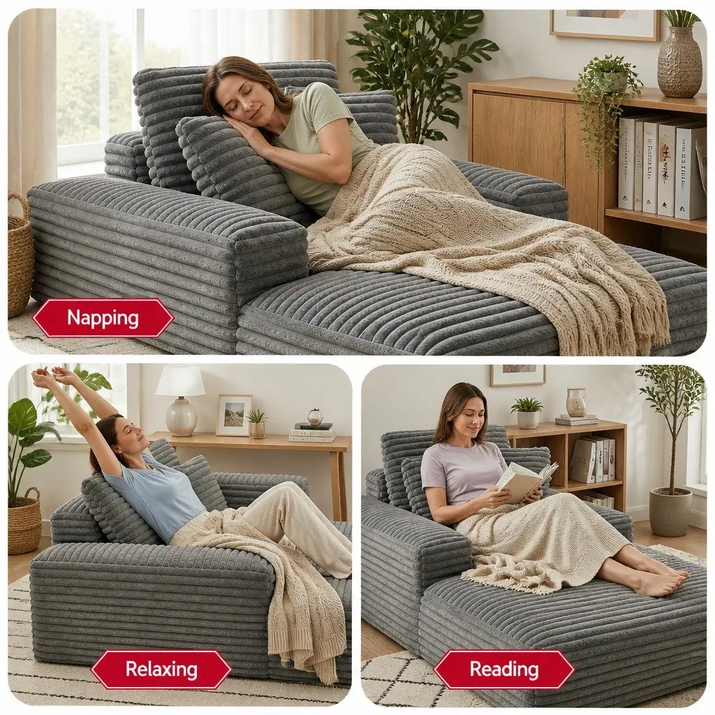 Sofa Bed Modern Minimalist Grey Faux Fur 30cm Pocket Spring Foam