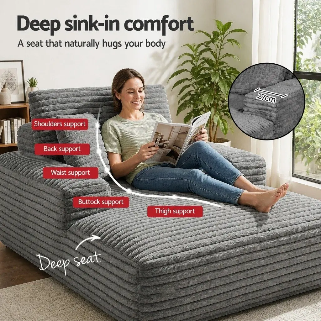 Sofa Bed Modern Minimalist Grey Faux Fur 30cm Pocket Spring Foam