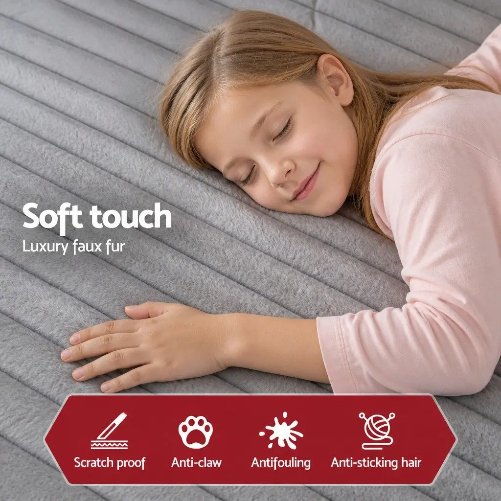 Sofa Bed Modern Minimalist Grey Faux Fur 30cm Pocket Spring Foam