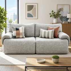 Inviting 2-Seater Sofa Couch Bed in Light Grey