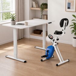 Electric Standing Desk with Folding Exercise Bike 120cm