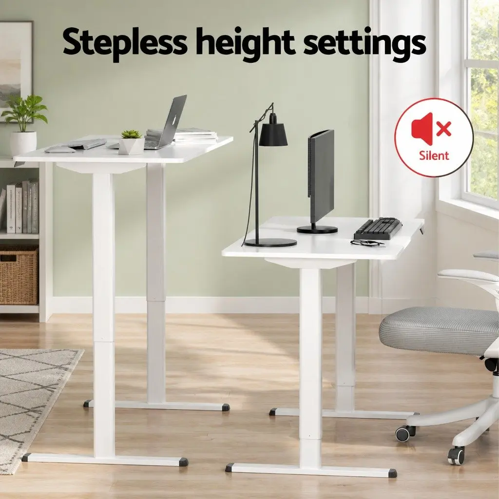 Electric Standing Desk with Under Desk Pedal Exercise Bike 120cm White or Black Powder Coated Metal Frame