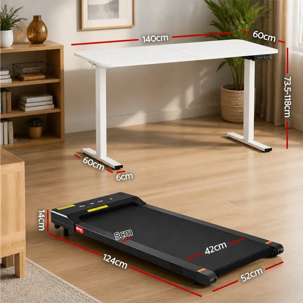 Electric Standing Desk Treadmill Combo Motorised 140cm Height Adjustable Melamine Faced Chipboard