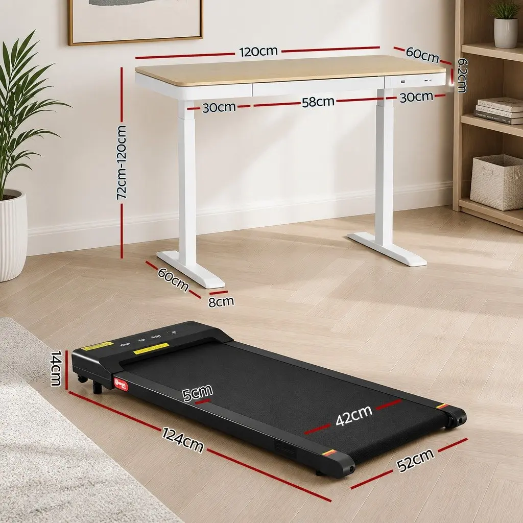 Electric Standing Desk Treadmill Combo Adjustable 120cm Particle Board White