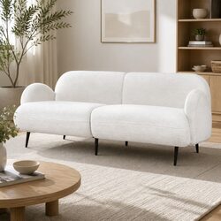 3 Seater Sofa Sherpa Fleece Lounge Couch Modern White Living Room Furniture