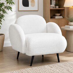 Fleece Upholstered White Single Sofa Chair for Comfort