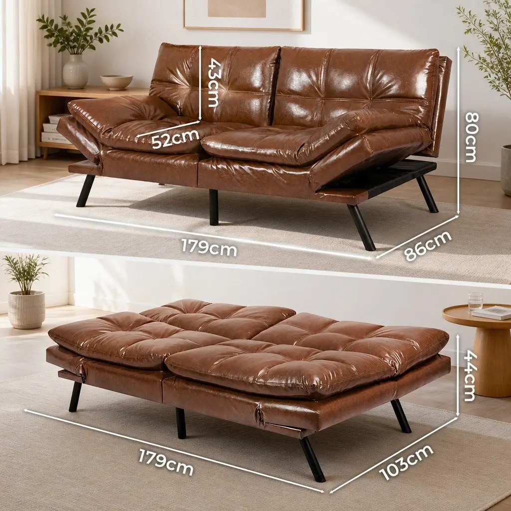 3-Seater Convertible Futon Sofa Bed with Recliner