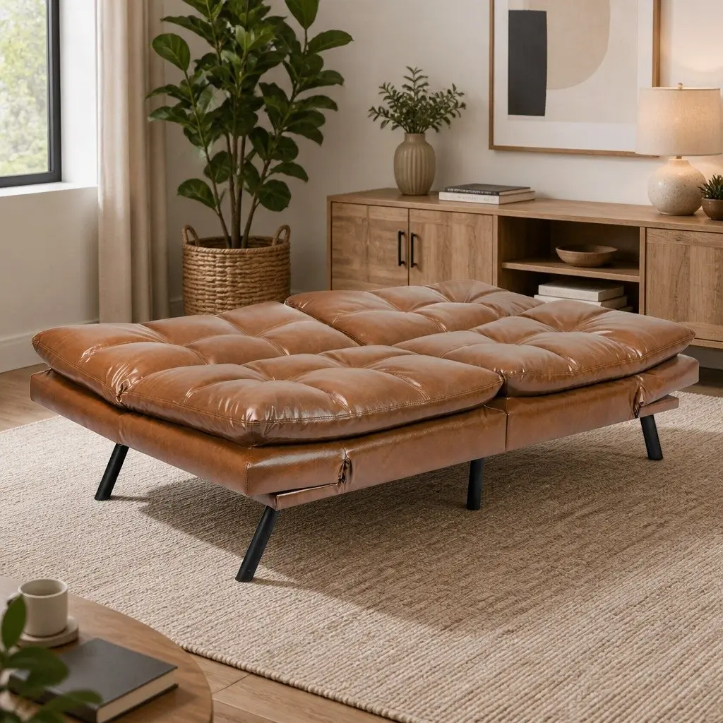 3-Seater Convertible Futon Sofa Bed with Recliner