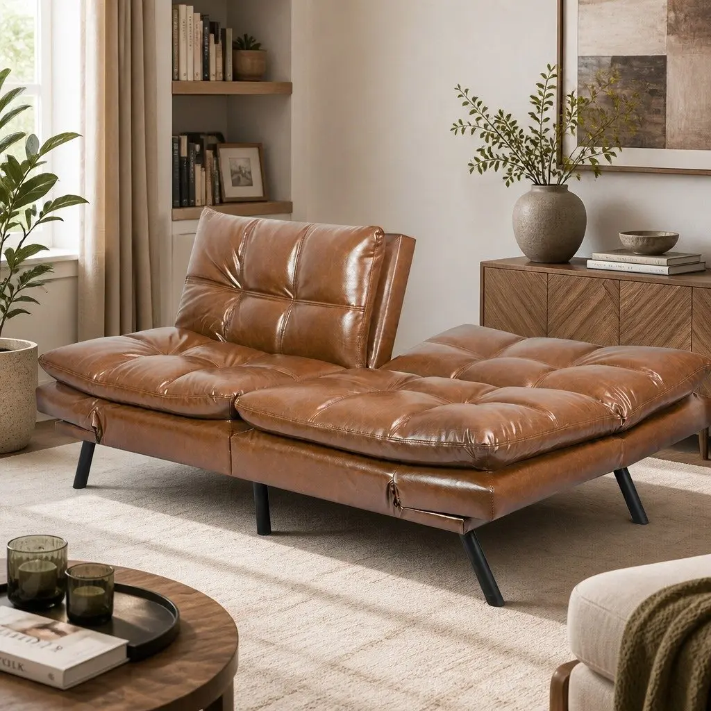 3-Seater Convertible Futon Sofa Bed with Recliner