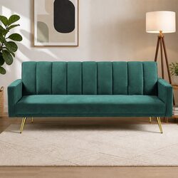 Green 3 Seater Convertible Sofa Bed Recliner Lounge