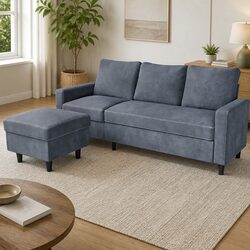L-Shaped Sectional Sofa Lounge Chaise Set with Ottoman