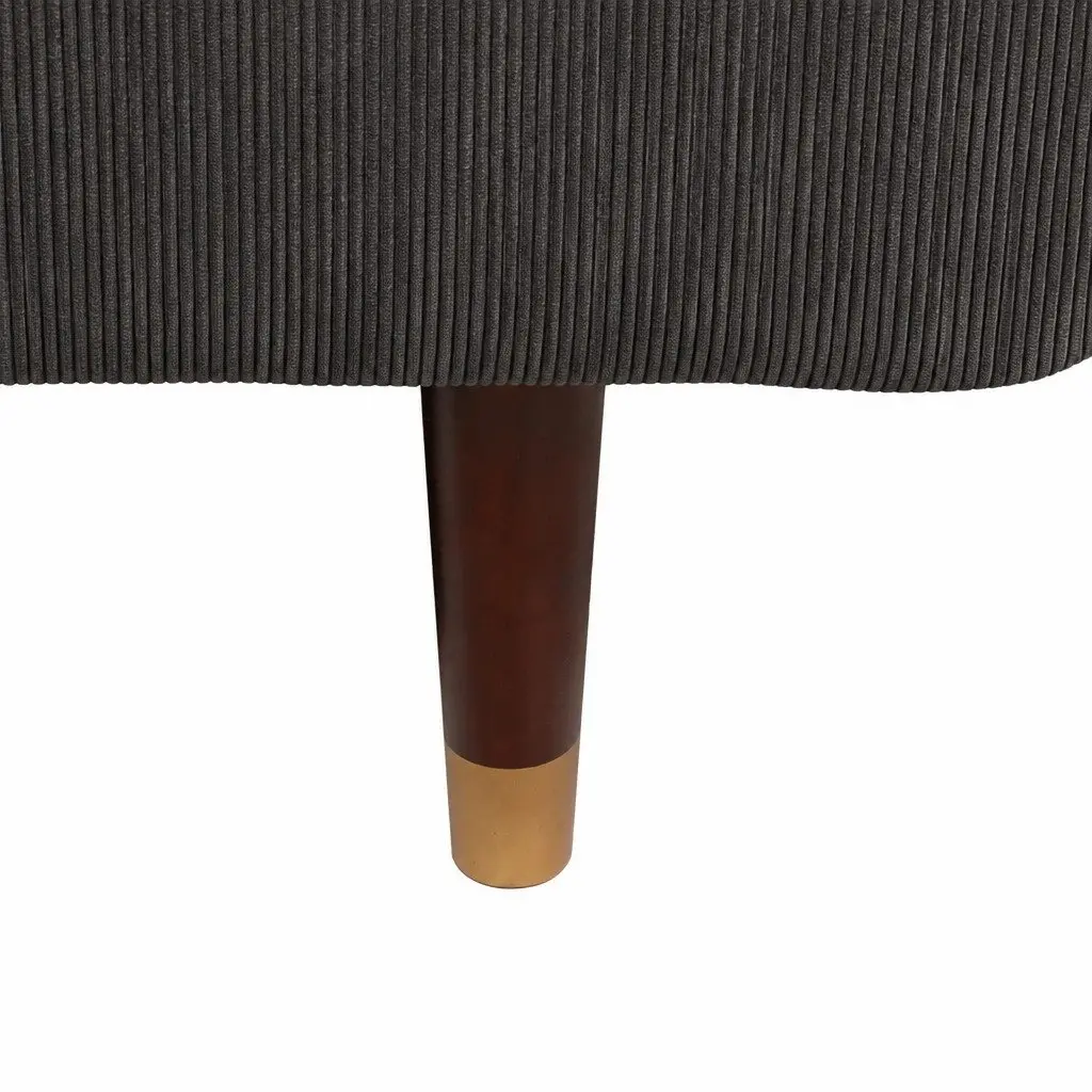 Convertible Sofa Bed Grey 3-Seater Corduroy Fabric Adjustable Backrest Solid Wood Frame with USB Charging Side Table