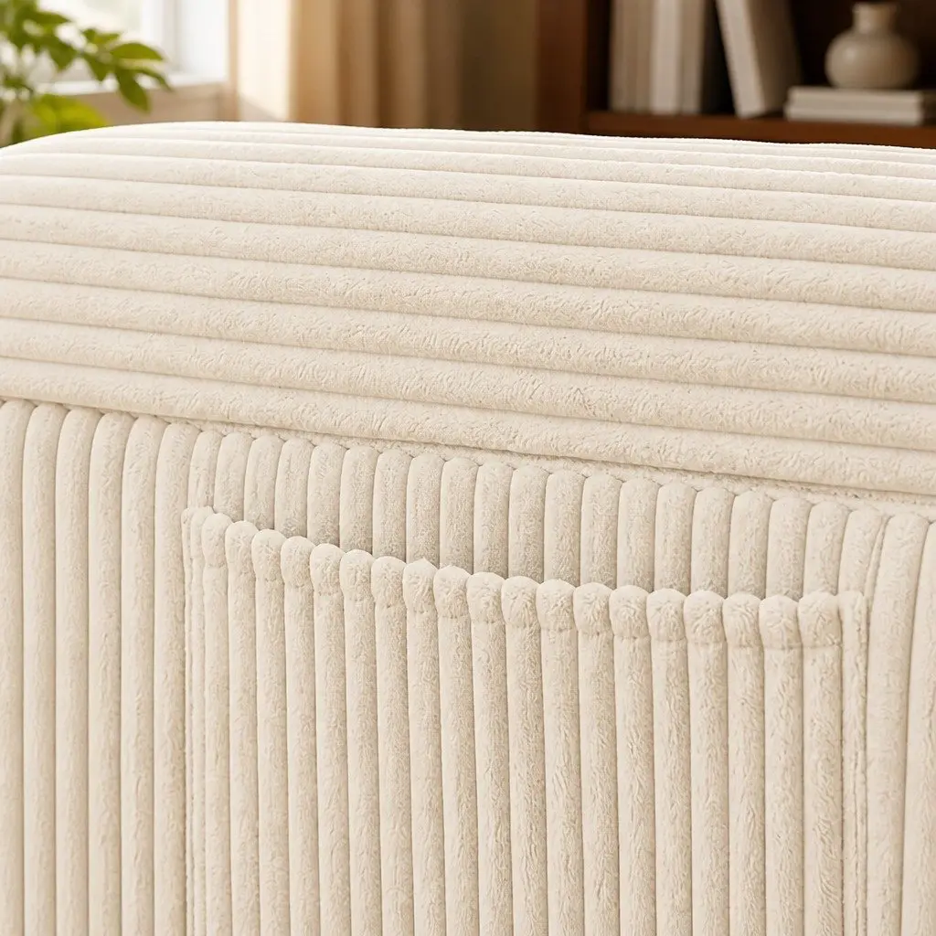Modular Sofa Lounge U Shaped Sectional Cloud Couch with Cushions Beige Corduroy