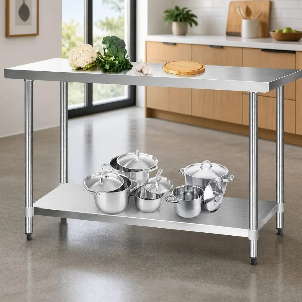 Stainless Steel Kitchen Work Bench Commercial Prep Table 1524x610mm 304 Food Grade Silver