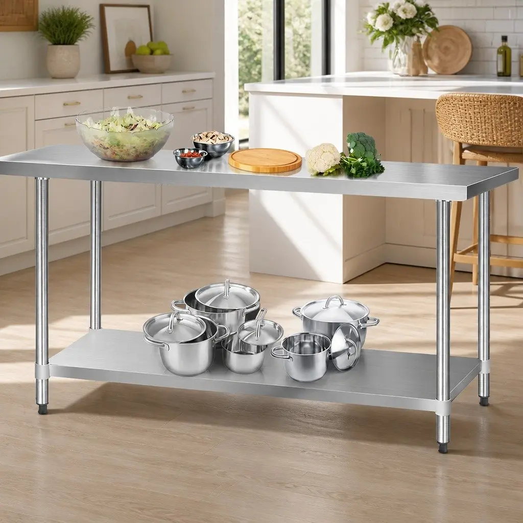 Stainless Steel Kitchen Bench Commercial Work Table 1829x610mm 304 Food Grade Stainless Steel