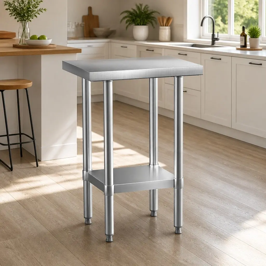Stainless Steel Work Bench Kitchen Prep Table Adjustable Shelf 610x457mm